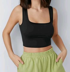 Black Sleeveless Crop Top