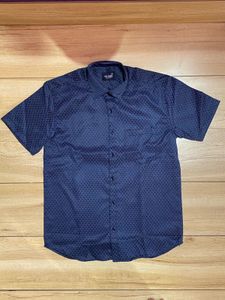 premium NO FUSS Smart Fit Men's Navy Geometric Shi