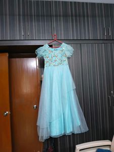 Beautiful Blue Embroidered Gown length 53