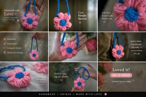 Handmade Pink Flower Necklace