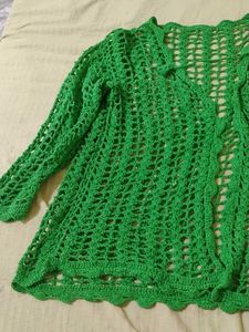 Green Crochet Cardigan