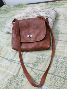 Brown Faux Leather Crossbody Bag