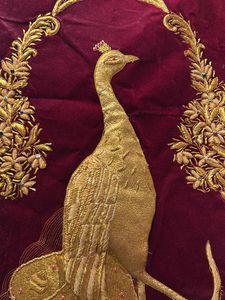 Embroidered Peacock Velvet Wall Hanging Zardozi