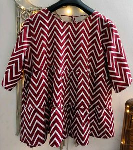 Maroon & White Chevron Tiered Top 3XL