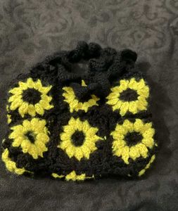 Handmade Crochet Sunflower Clutch
