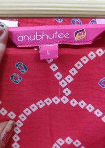 ❤️ ANUBHUTEE RED BANDHEJ PRINT KURTA SET