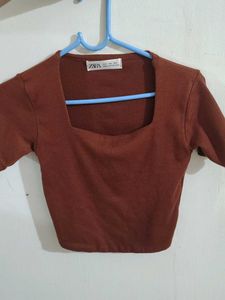 Zara Brown Crop Top