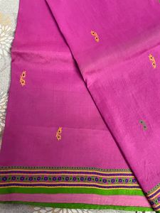 PURE PINK SILK SAREE with thread Border