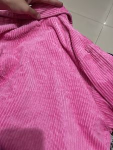 Vibrant Pink Corduroy Button-Up Shirt