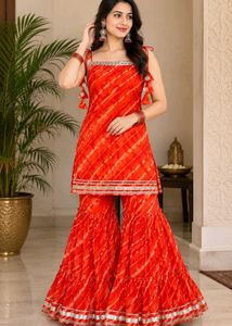 Bright Orange Sharara Set