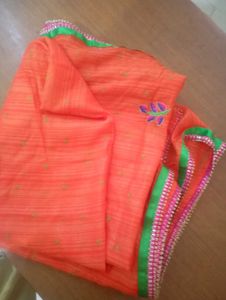 Orange  fabric with Embellished Border