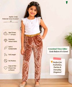 super stylish Velvet Pants : 6 to 8 yrs @ 175