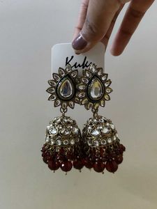 Exquisite Kundan & Pearl Jhumka Earrings