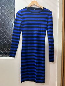NIKKIE Blue &amp; Black Striped Knit Dress