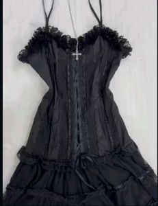 Gothic corset dress | lace &amp; ruffle