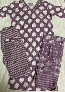 Purple Printed Kurta Set