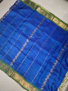 Blue Pure Kanchi Pattu Saree 💙💚