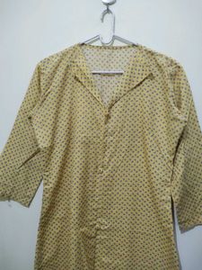 Yellow Kurta With Rose Floral Print