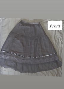 Tiered Grey fairy core Skirt with Lace Trim