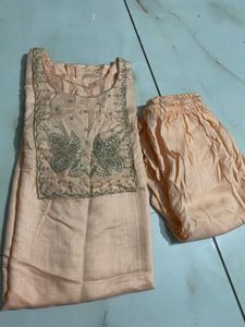 Peach Embroidered Kurta Set