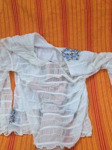 Vintage White Sheer Floral Bell Sleeve Blouse
