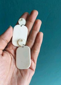 White Long earrings