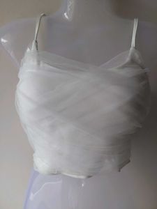 White Tulle Overlay Camisole Top