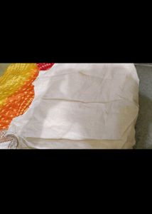 Ream-Coloured &amp; Red Floral Embroidered Cotton Anar