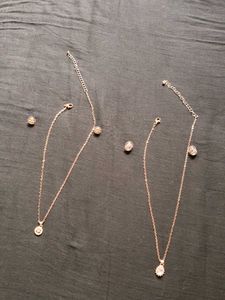 Elegant Rose Gold Necklace &amp; Earring Set combo of