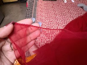 Beautiful Red Embellished Saree