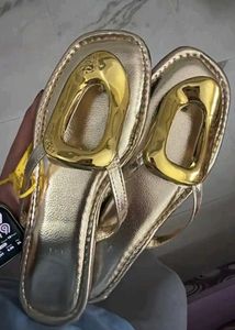 Stylish Burgundy Flat Sandals with Gold Buckle