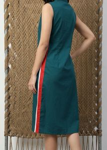 Teal Sleeveless Shirt Dress