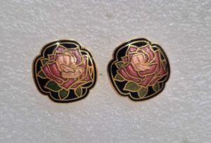 Rose Enamel Stud Earrings - Unused