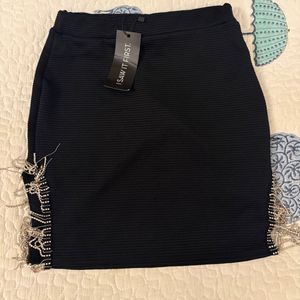 Black Mini Skirt with Silver Embellishments