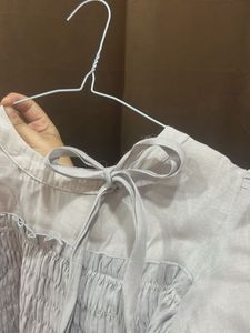Light Blue Smocked Puff Sleeve Top