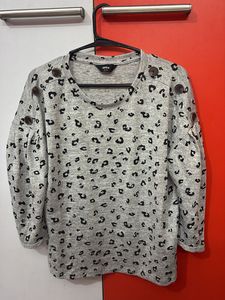 Leopard Print Button Detail Top