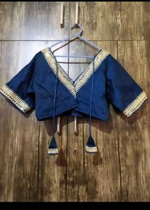 Elegant Navy Blue Embroidered Blouse
