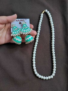Elegant Pearl Necklace &amp; Jhumka Earrings Set✨❤️