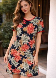 Floral Print Short Sleeve Dress