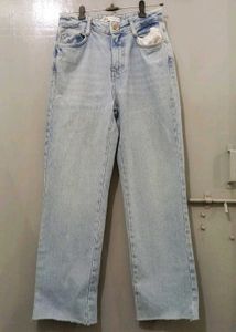 Zara Light Wash straight Wide Leg baggy Jeans