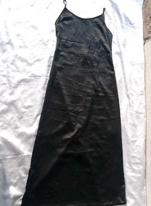 Brand New (Newme) Black Satin Maxi Dress