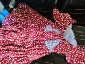 Chic Red Polka Dot Tiered Dress