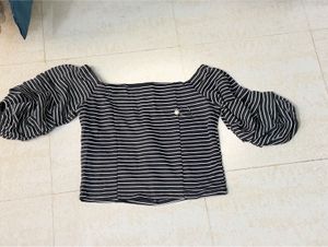 Striped Puff Sleeve Top