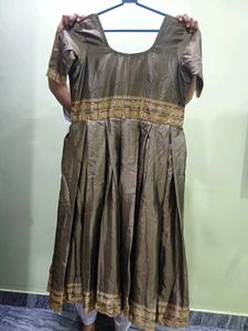 Elegant Grey gown with Gold Trim