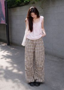 Plaid Wide Leg Pants