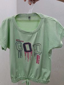 Light Green Graphic Tie-Up Top