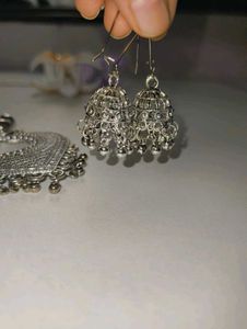 Oxidized Silver Necklace and Earring Set
