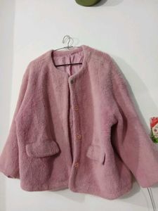 Pink Fuzzy Cropped Jacket