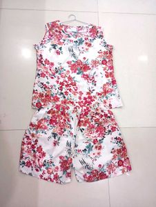 Floral Print Sleep Set top with shorts
