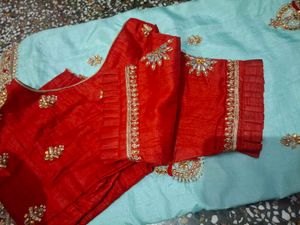 Beautiful Light Blue Embellished Saree